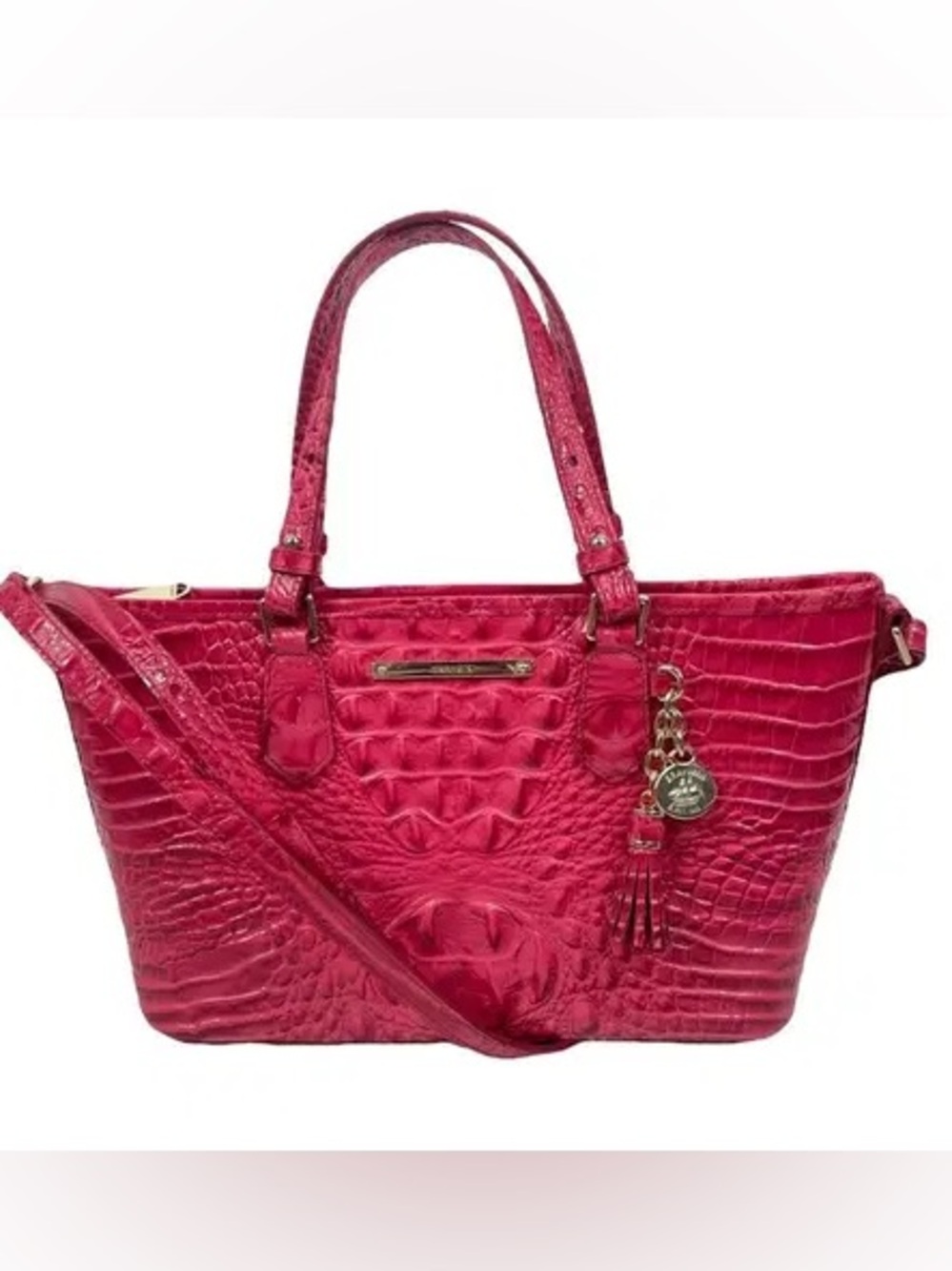 Brahmin Mini Asher Satchel Bag Ribbon Pink Women handbag tote Purse